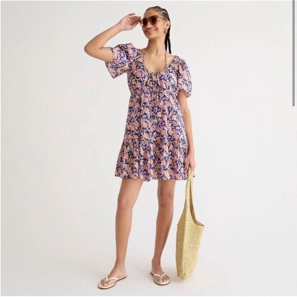 J. Crew Button-front cotton voile beach dress in painted block print Size Small - Picture 1 of 8